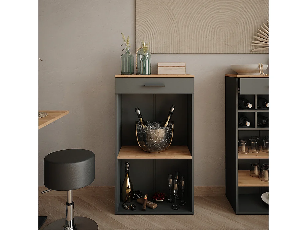 Weinregal goldkraft eiche/anthrazit 60x34.5x106 repose