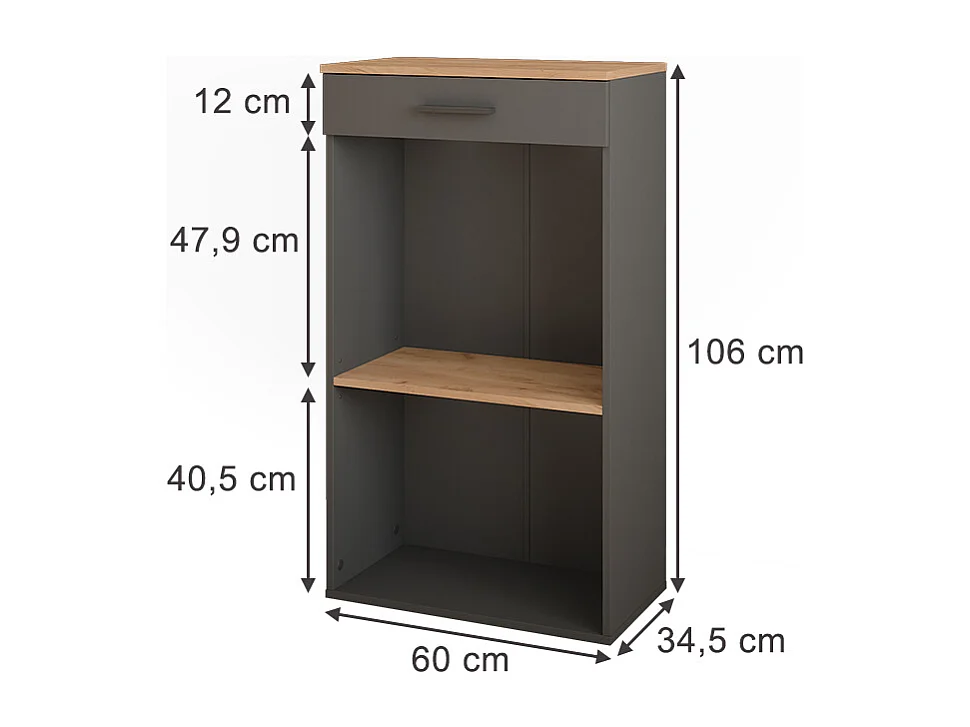Weinregal goldkraft eiche/anthrazit 60x34.5x106 repose