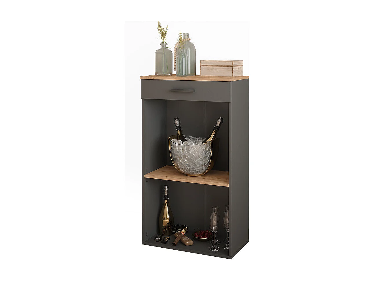 Weinregal goldkraft eiche/anthrazit 60x34.5x106 repose