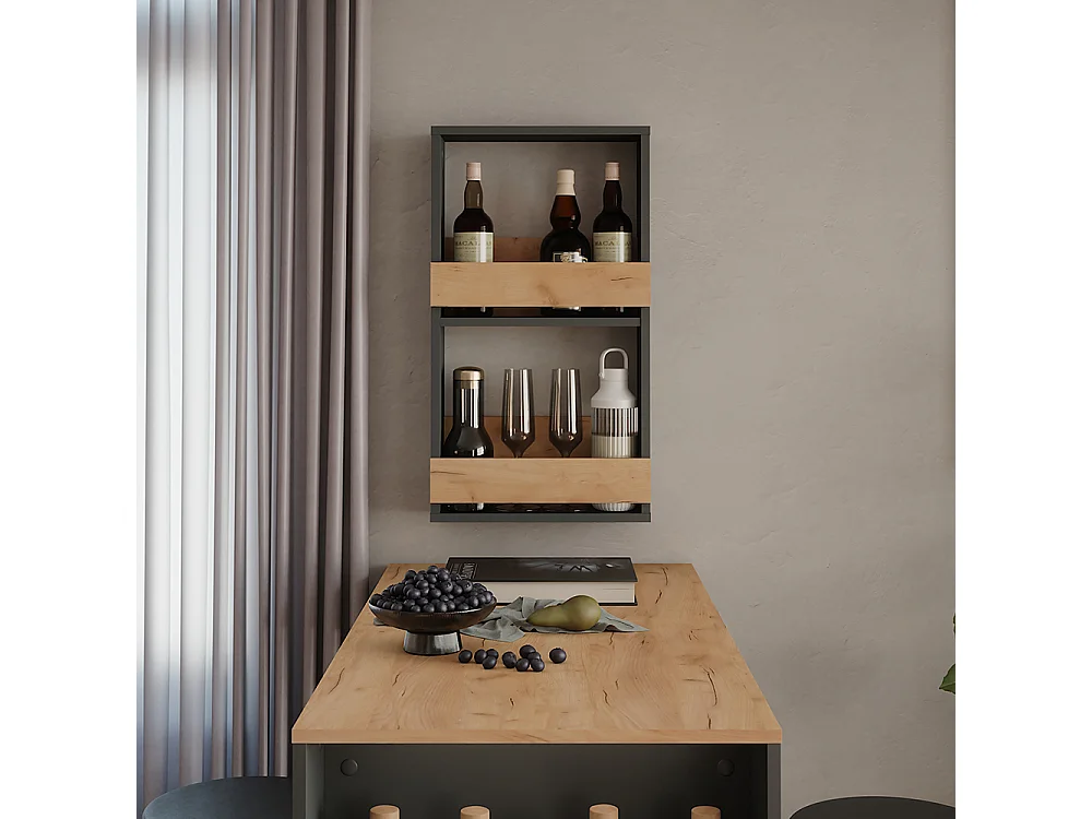 étagère pour verres à vin chêne doré/anthracite 40x15.1x72 repose