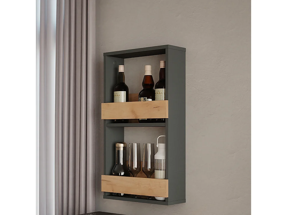 étagère pour verres à vin chêne doré/anthracite 40x15.1x72 repose
