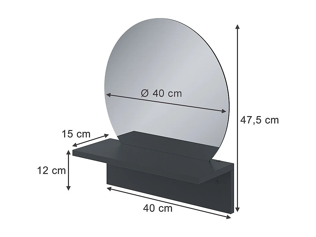 Badkamerspiegel zwart 40x15x47.5 elyra