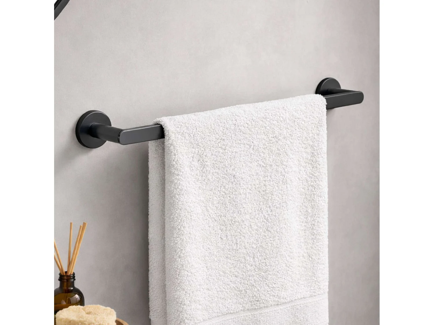 3 Patères murale salle de bain et porte serviette 50 cm - acier inoxydable S.304 gun métal - Fixation Collée ou Vissée