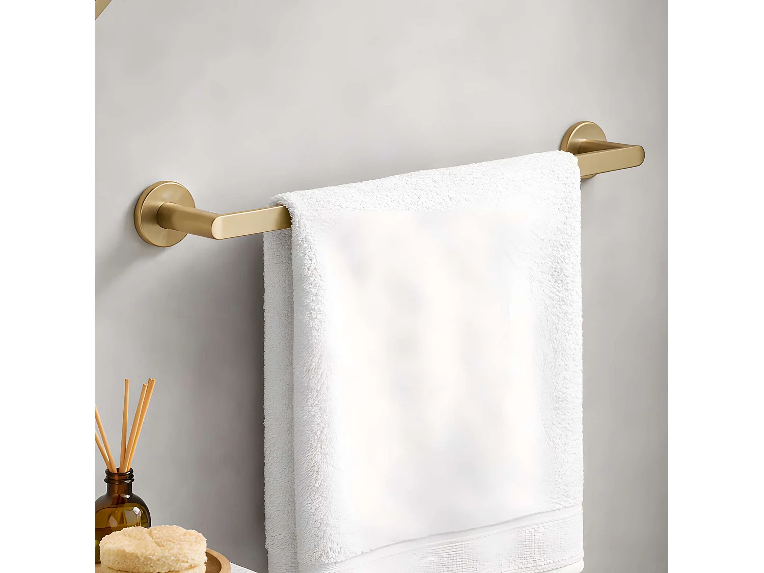 Porte serviette salle de bain 50cm et patère murale 25 cm - acier inoxydable S.304 or brossé - Fixation Collée ou Vissée