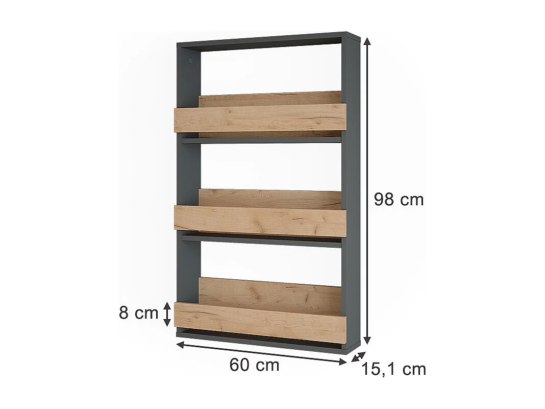 étagère pour verres à vin chêne doré/anthracite 60x15.1x98 repose