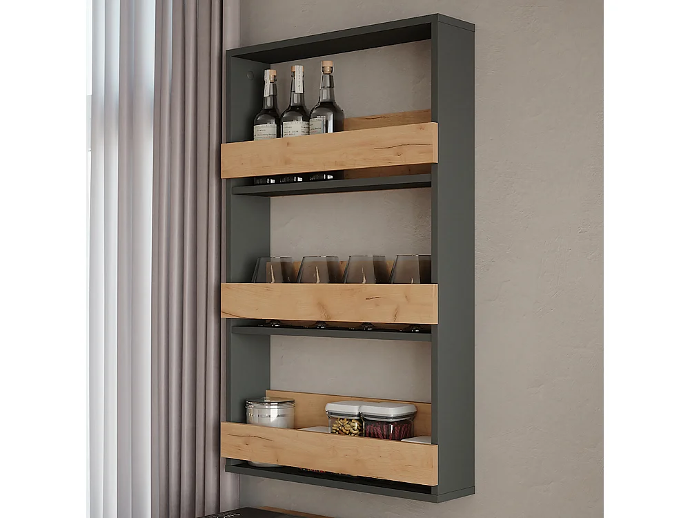 étagère pour verres à vin chêne doré/anthracite 60x15.1x98 repose