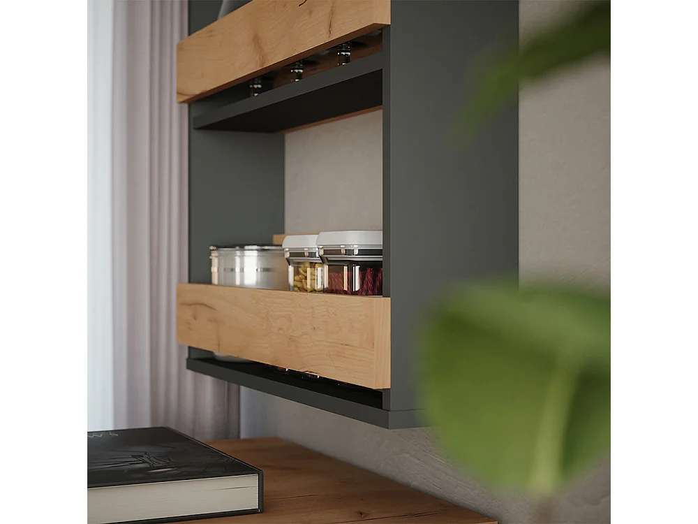 étagère pour verres à vin chêne doré/anthracite 60x15.1x98 repose