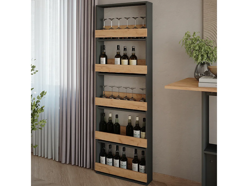 étagère pour verres à vin chêne doré/anthracite 60x15.1x180 repose