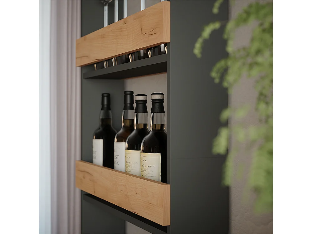 étagère pour verres à vin chêne doré/anthracite 60x15.1x180 repose