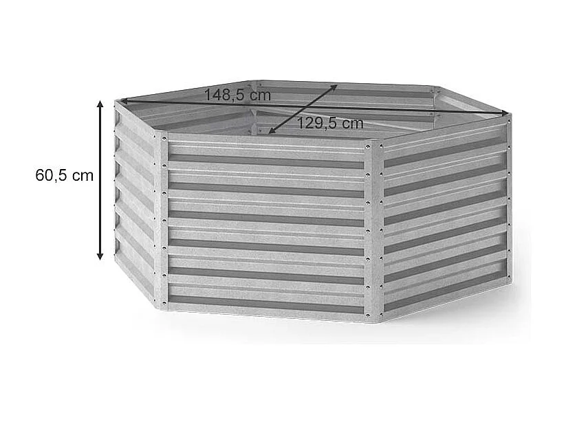 Lit surélevé argent 129x129x60