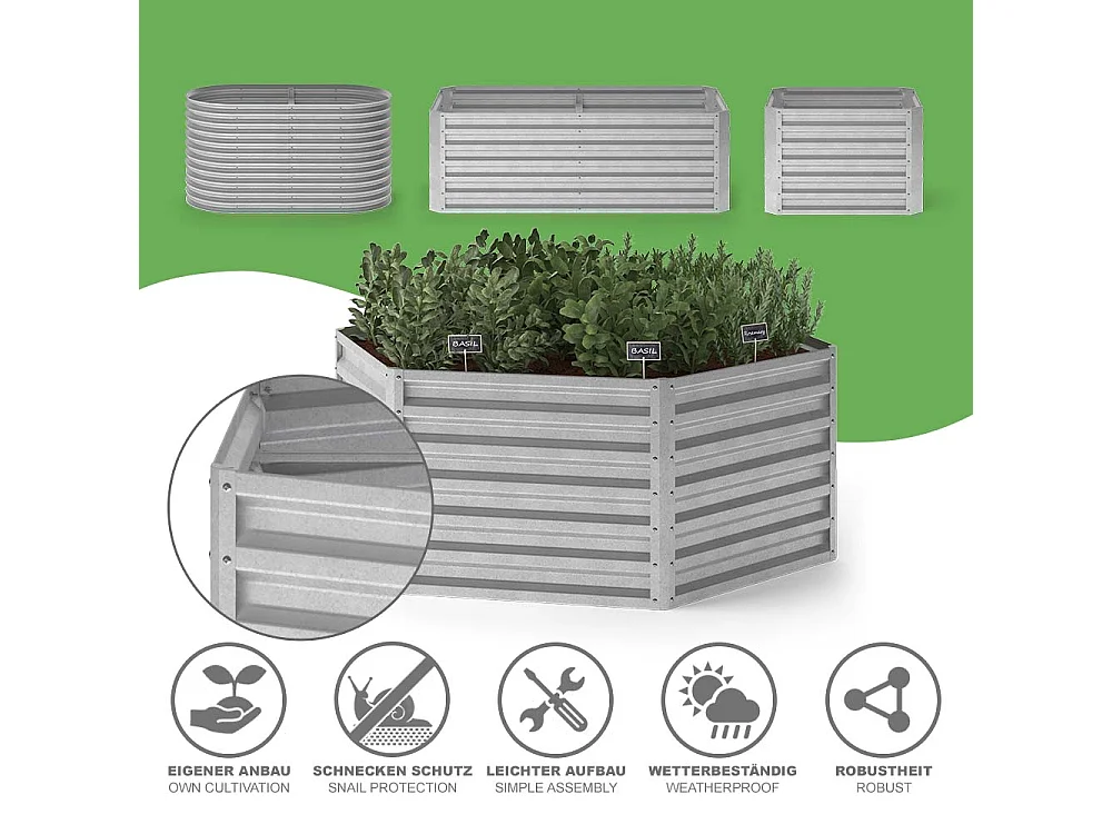 Lit surélevé argent 129x129x60