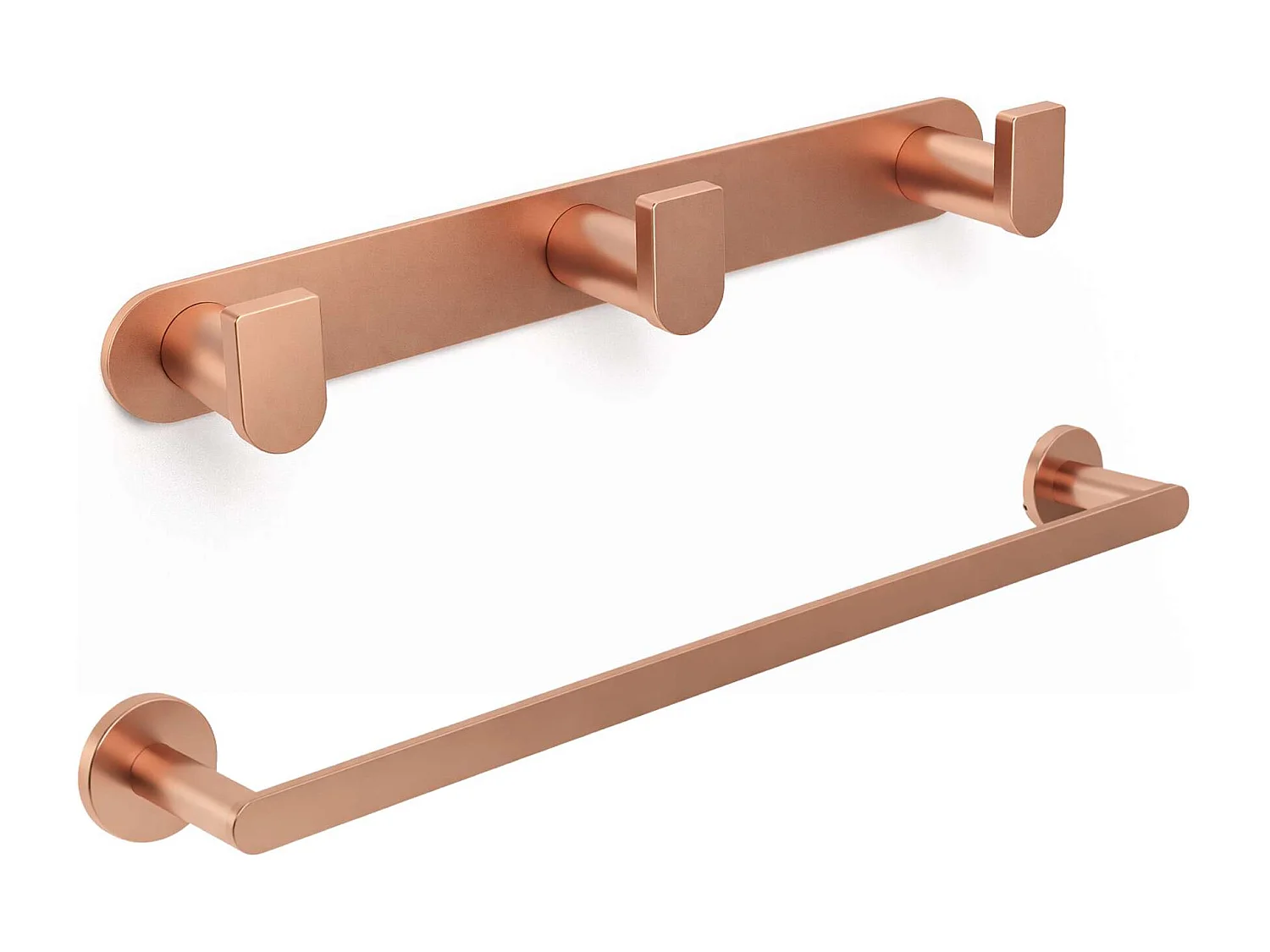 Porte serviette salle de bain 50cm et patère murale 25 cm - acier inoxydable S.304 cuivré brossé - Fixation Collée ou Vissée