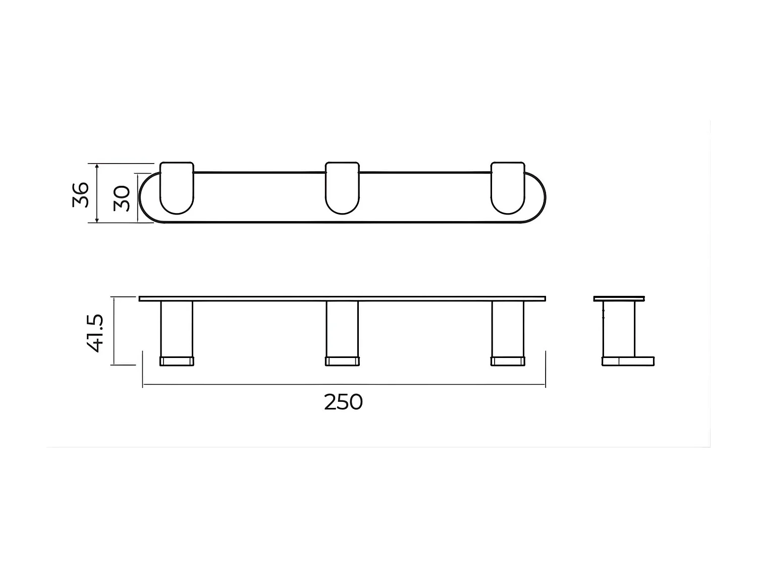 Porte serviette salle de bain 50cm et patère murale 25 cm - acier inoxydable S.304 cuivré brossé - Fixation Collée ou Vissée