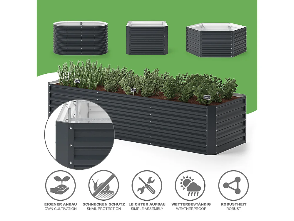 Lit surélevé anthracite 270x90x60