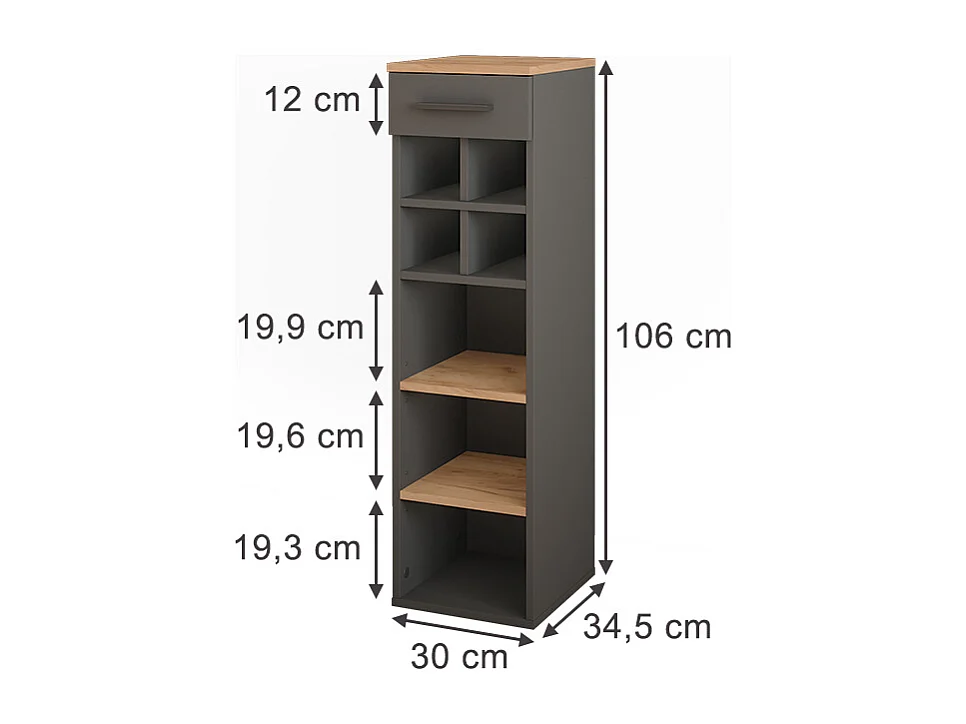 Weinregal goldkraft eiche/anthrazit 30x34.5x106 repose