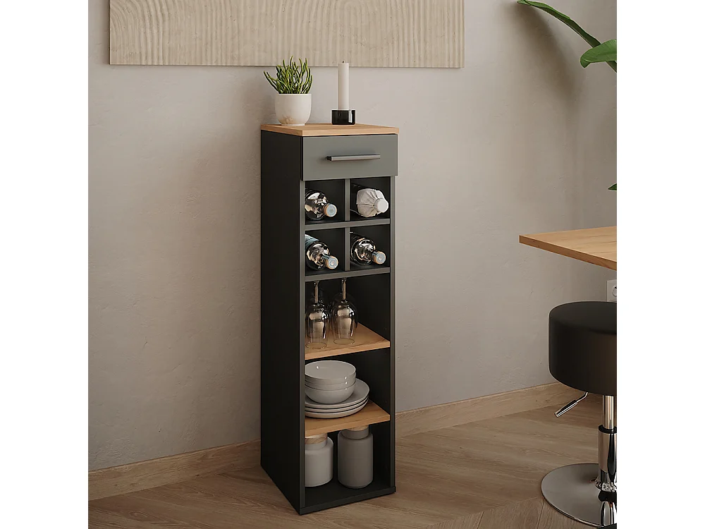 Weinregal goldkraft eiche/anthrazit 30x34.5x106 repose