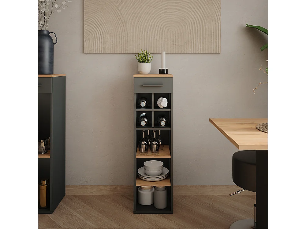 Casier à vin chêne doré/anthracite 30x34.5x106 repose