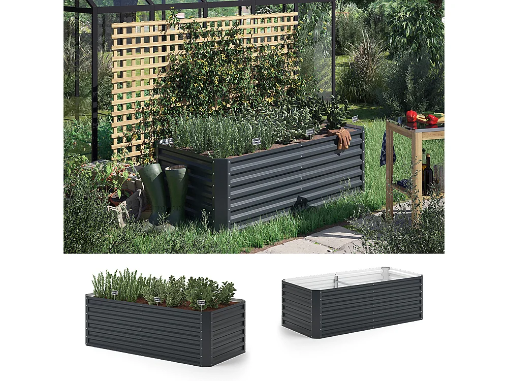 Jardinière anthracite 180x60x60