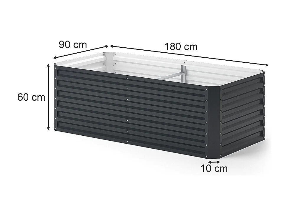 Jardinière anthracite 180x60x60