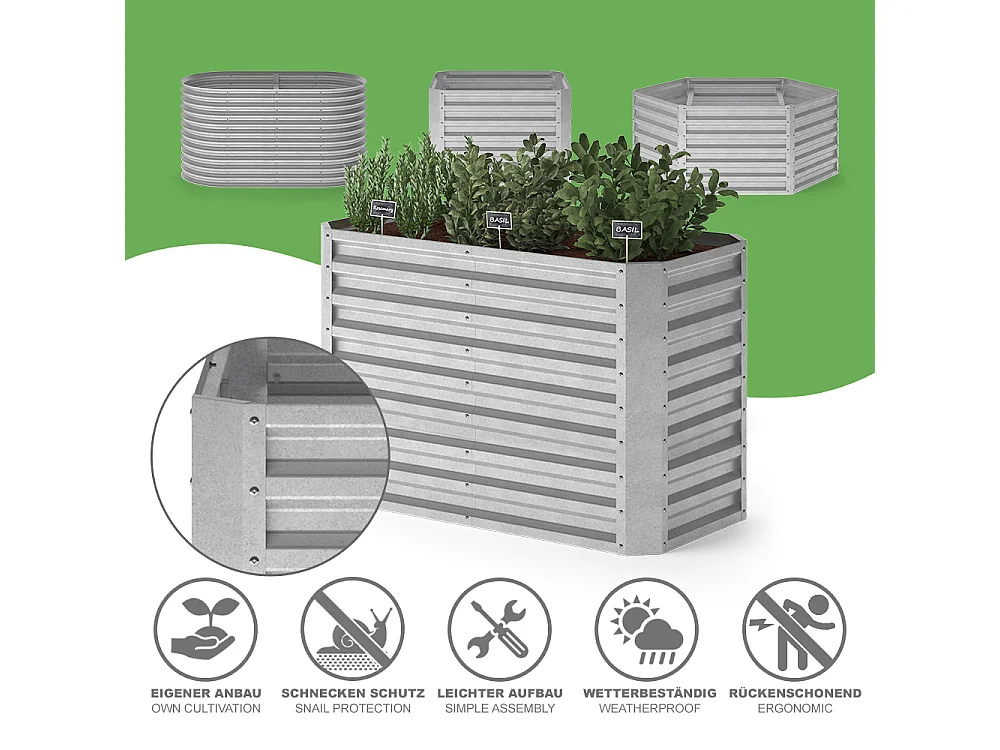 Hochbeet silber 120x60x80