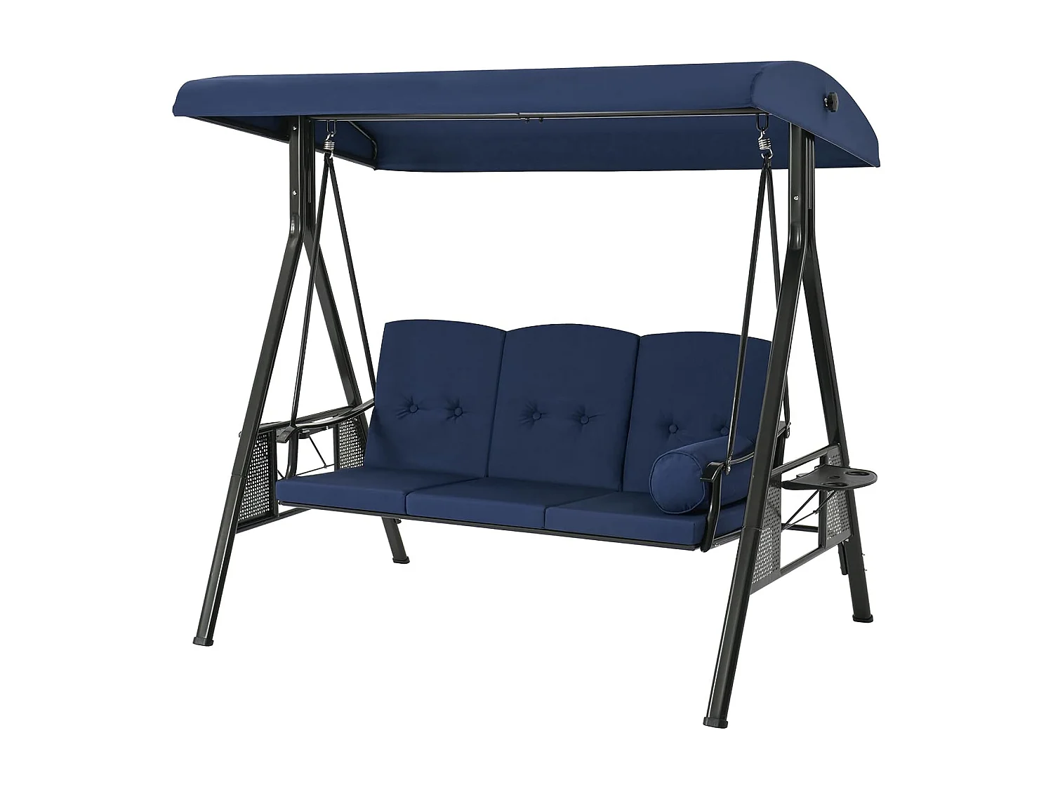 YODOLLA 3-Sitzer Hollywoodschaukel mit verstellbarem Baldachin & abnehmbarem Kissen, für Hinterhof, Garten, Hof, Pool, Balkon, Blau