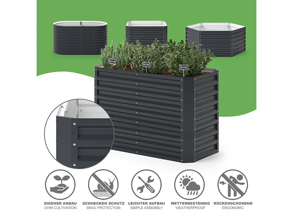 Raised bed anthracite 120x60x80