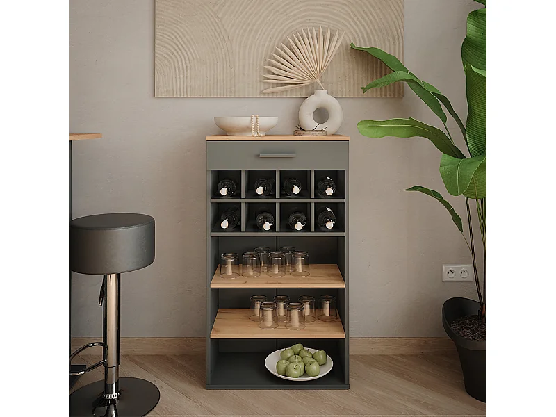 Weinregal goldkraft eiche/anthrazit 60x34.5x106 repose