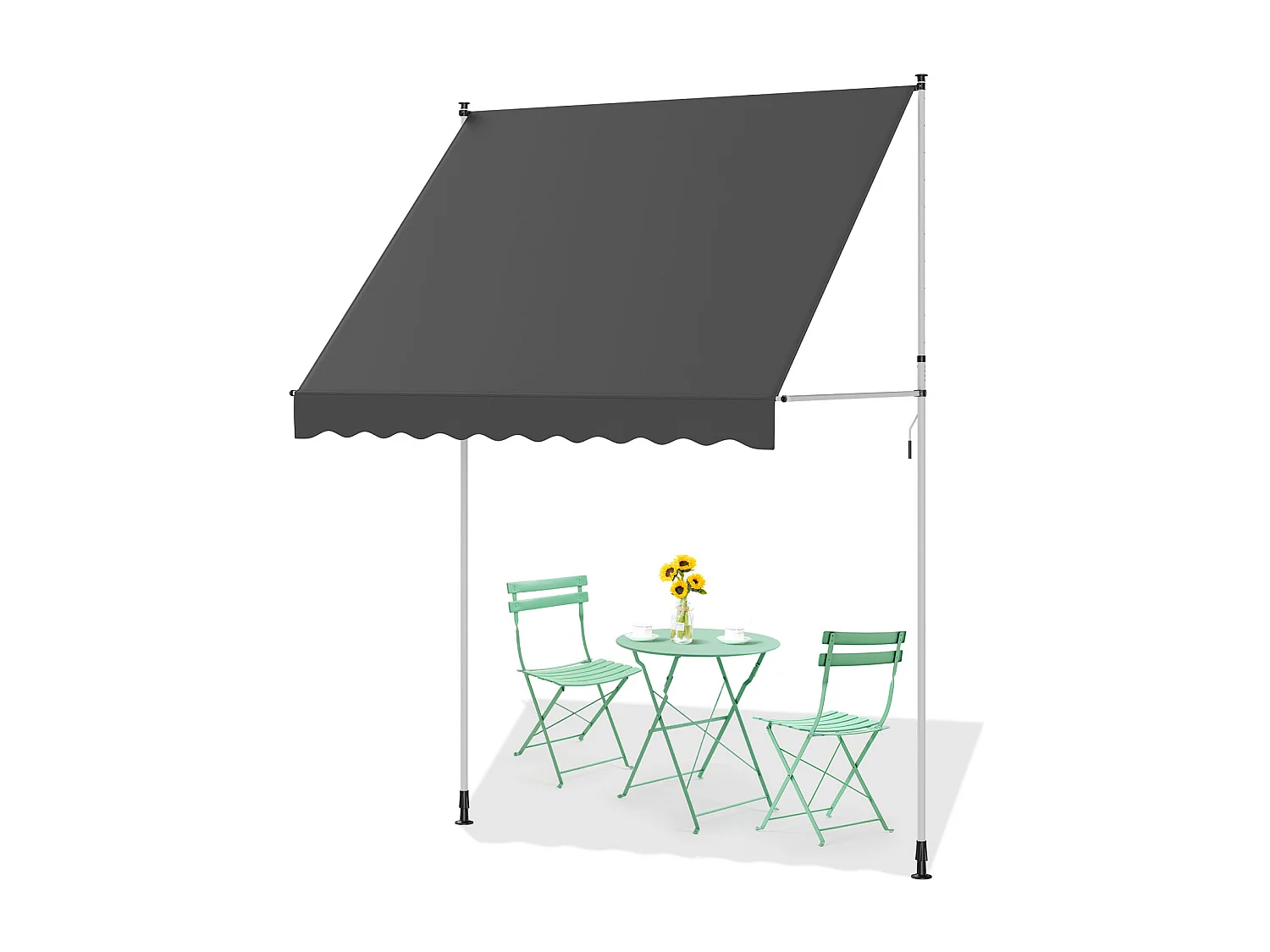 YODOLLA Manuelle Ausziehmarkise, Einstellbare Sonnenmarkise Mit UV-Schutz Für Terrasse, Fenster Oder Tür, Grau