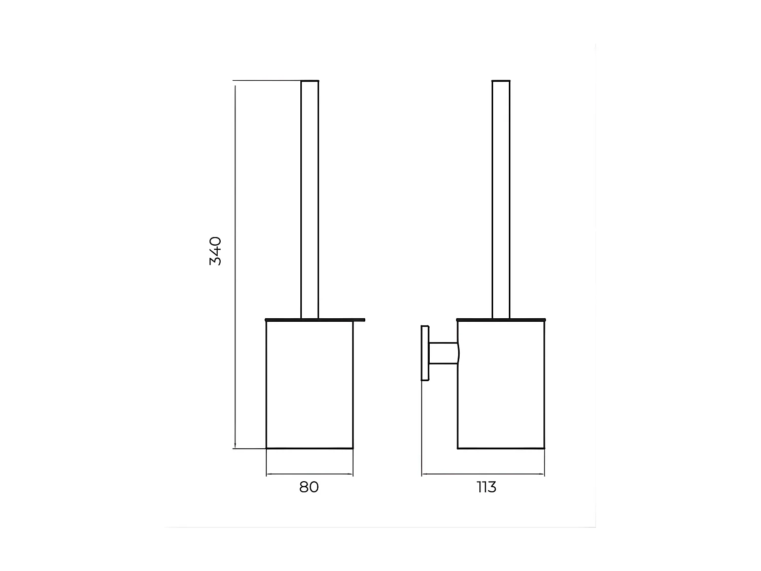 Porte papier toilette et Porte-balai WC - acier inoxydable S.304 or brossé - Fixation Collée ou Vissée