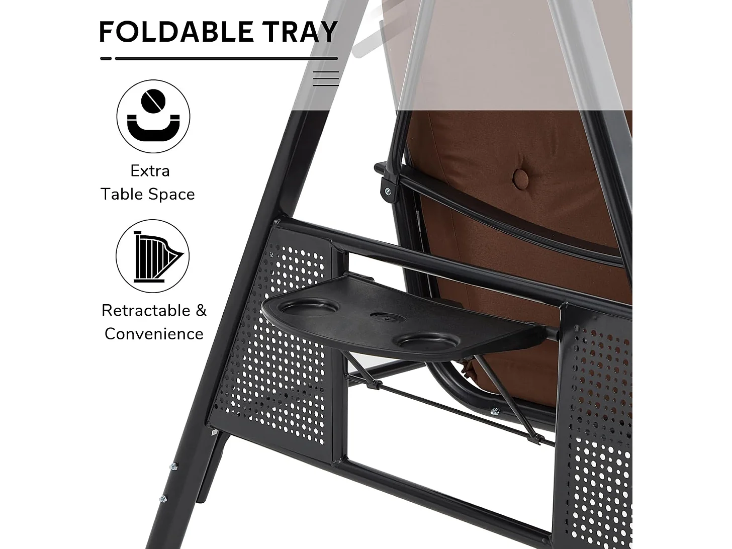 YODOLLA 3-Sitzer Hollywoodschaukel mit verstellbarem Baldachin & abnehmbarem Kissen, für Hinterhof, Garten, Hof, Pool, Balkon, Beige