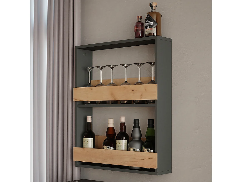 Weinglasregal goldkraft eiche/anthrazit 60x15.1x72 repose