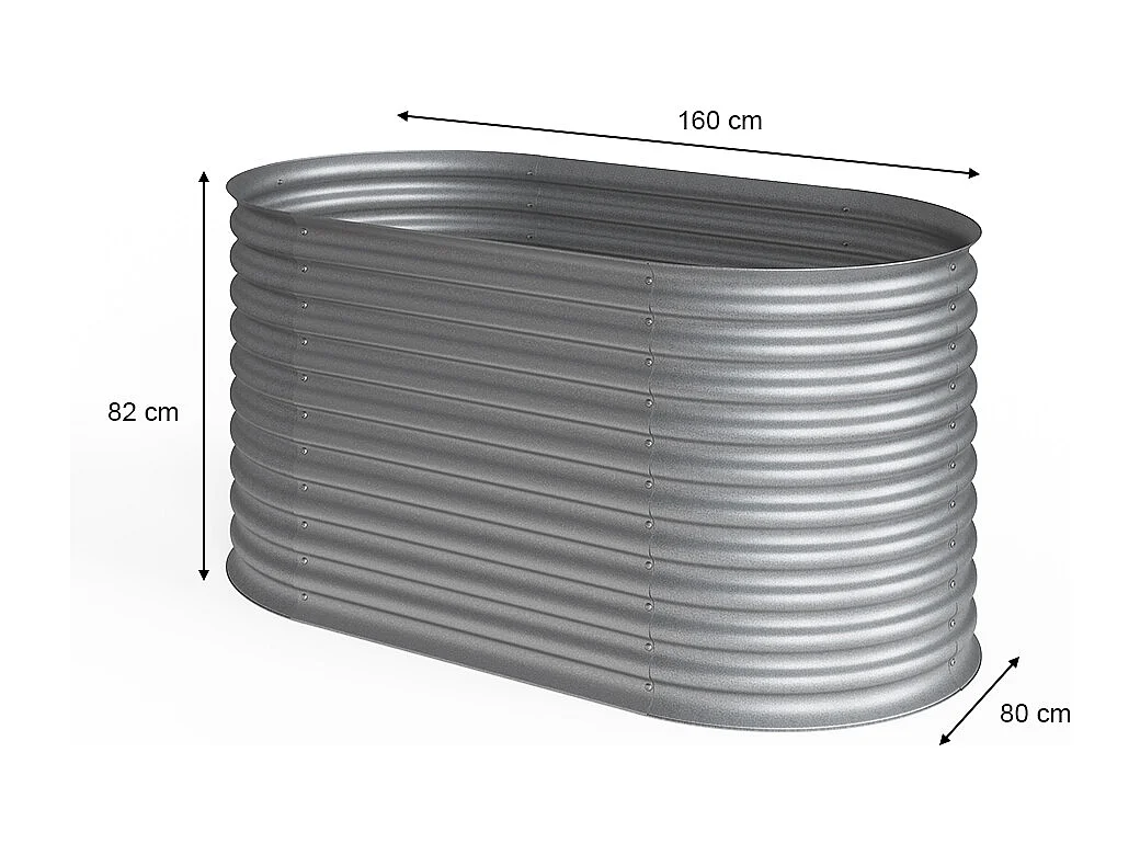 Lit surélevé argent 160x82x80