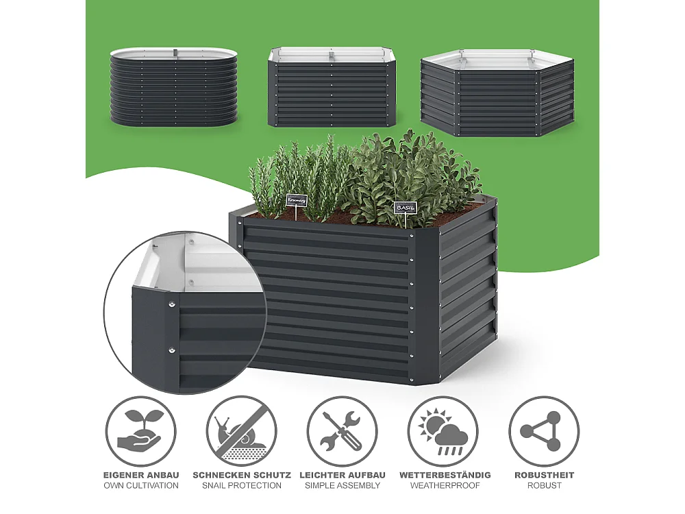 Hochbeet anthrazit 90x90x60