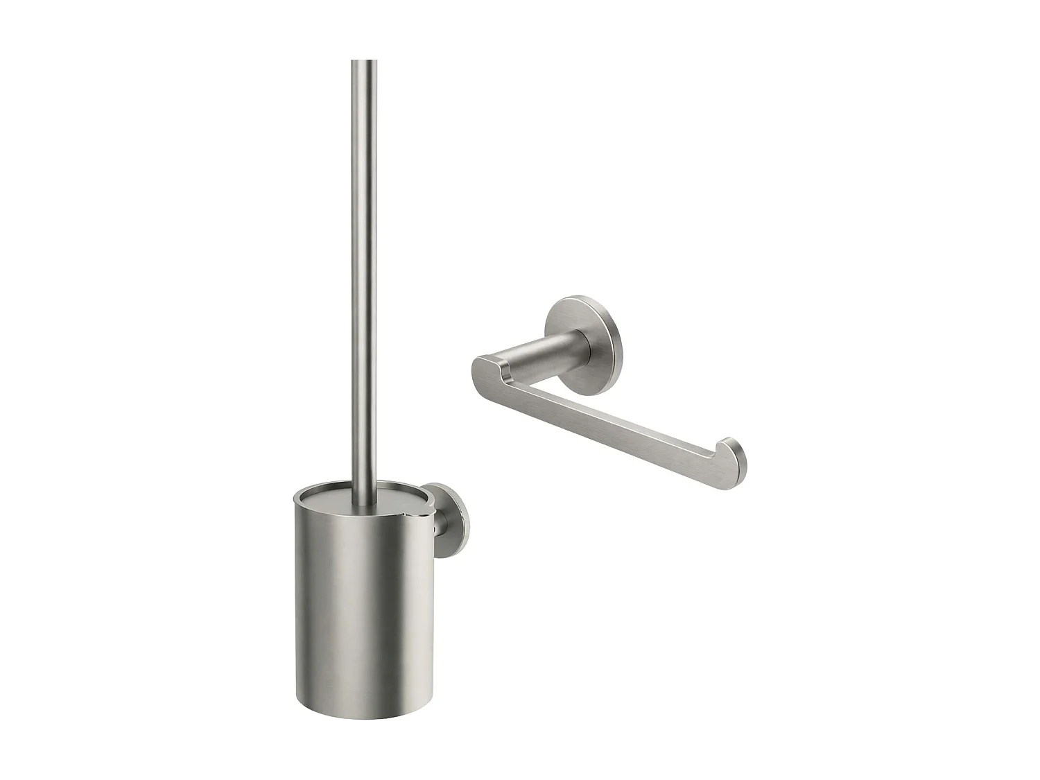 Porte papier toilette et Porte-balai WC - acier inoxydable S.316 - Fixation Collée ou Vissée