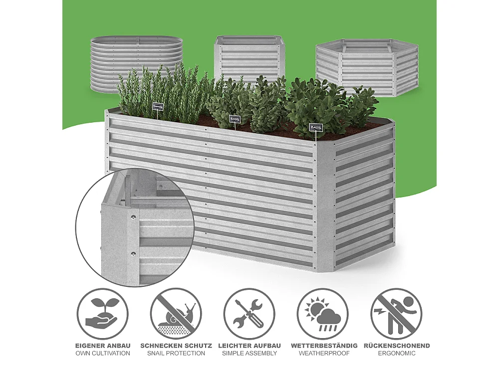 Raised bed silver 180x90x80