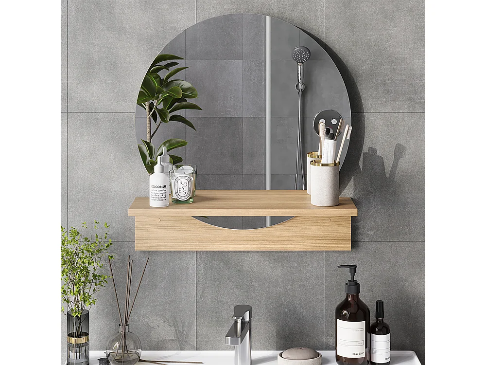 Miroir mural chêne de force doré 50x15x54.5 elyra