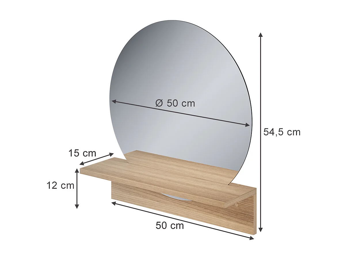 Miroir mural chêne de force doré 50x15x54.5 elyra