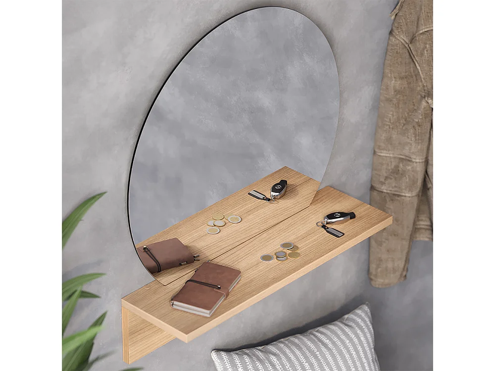 Miroir mural chêne de force doré 50x15x54.5 elyra