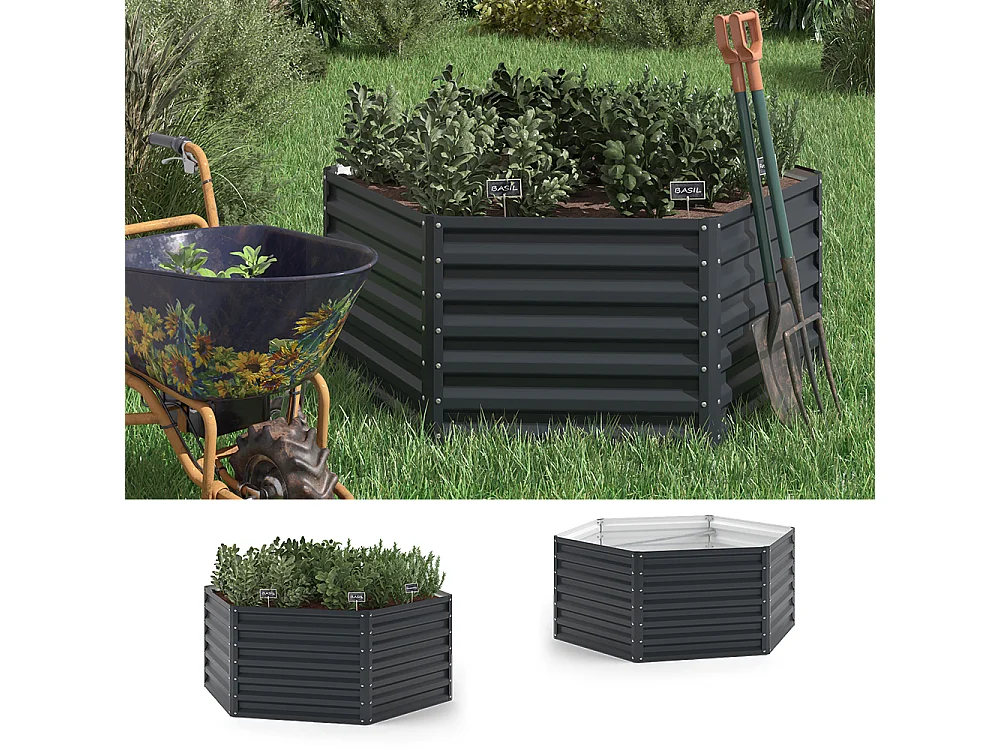 Raised bed anthracite 129x129x60