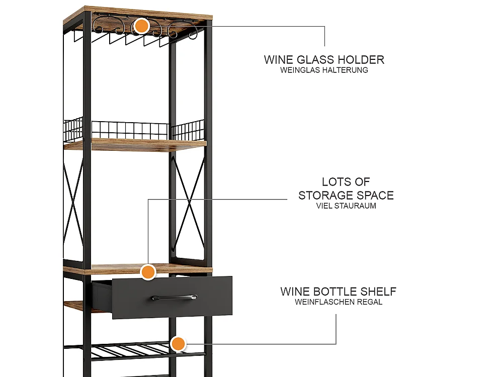 Weinregal eiche rustikal 40x30x147.5 porto