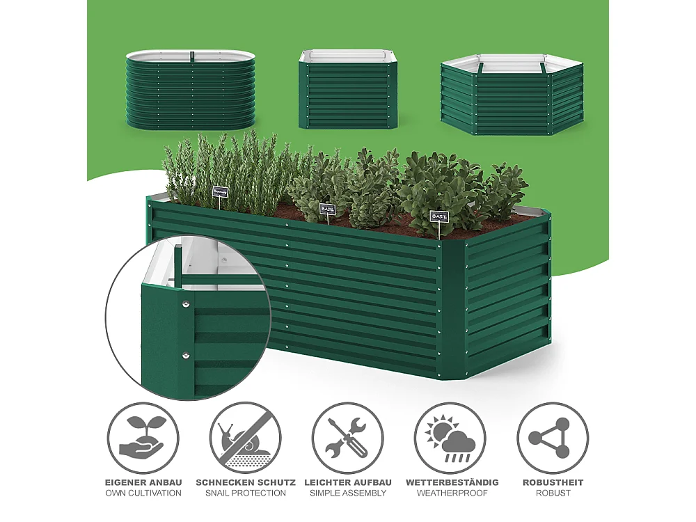 Hochbeet grün 180x90x60