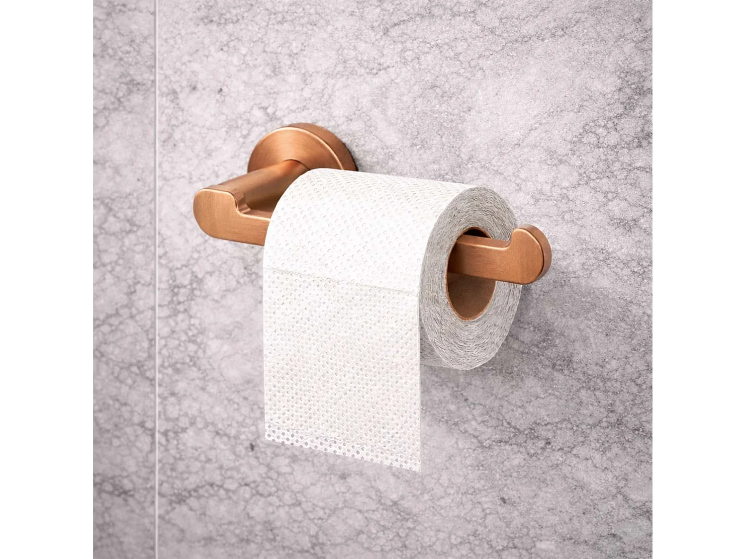 Porte papier toilette et Porte-balai WC - acier inoxydable S.304 cuivré brossé - Fixation Collée ou Vissée