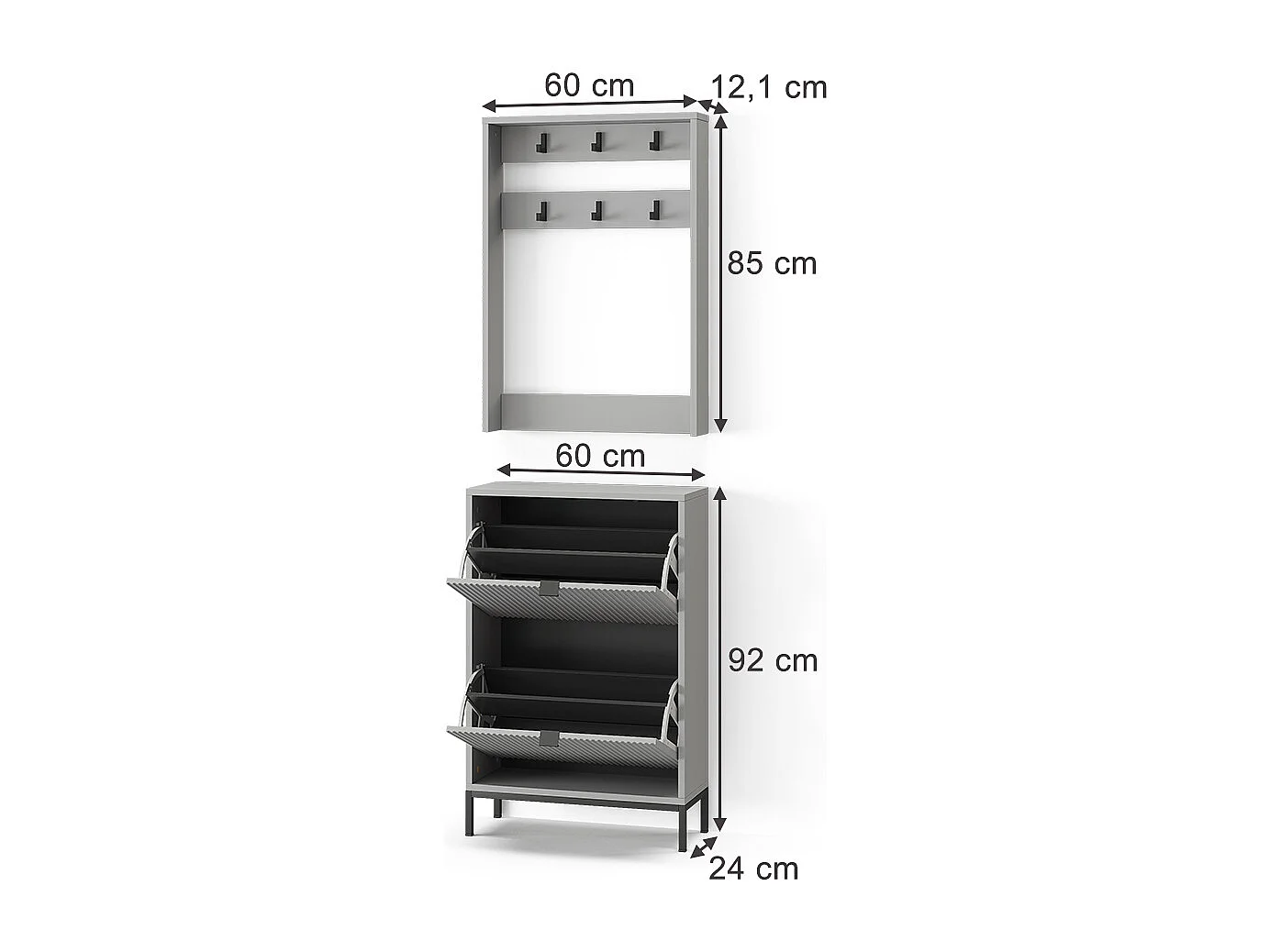 Wardrobe grey 60x24x92 eliza