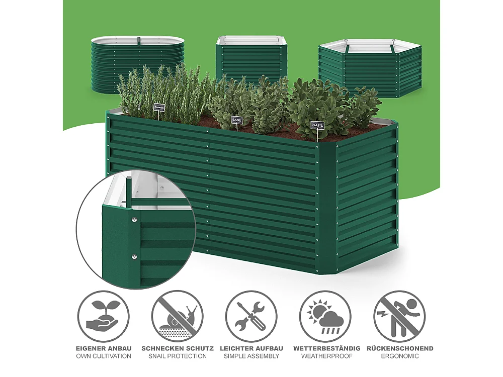 Raised bed green 180x90x80