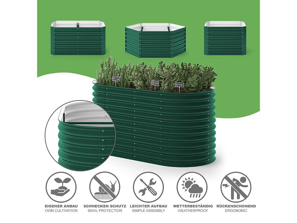 Lit surélevé vert 160x80x80