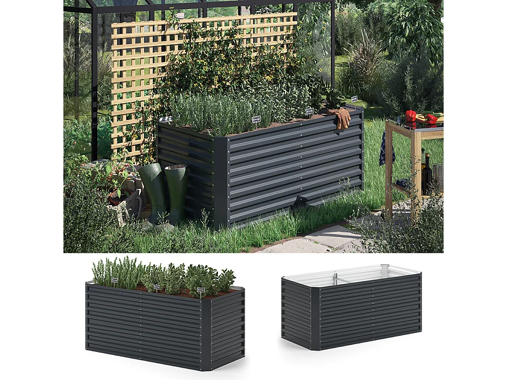 Raised bed anthracite 180x90x80