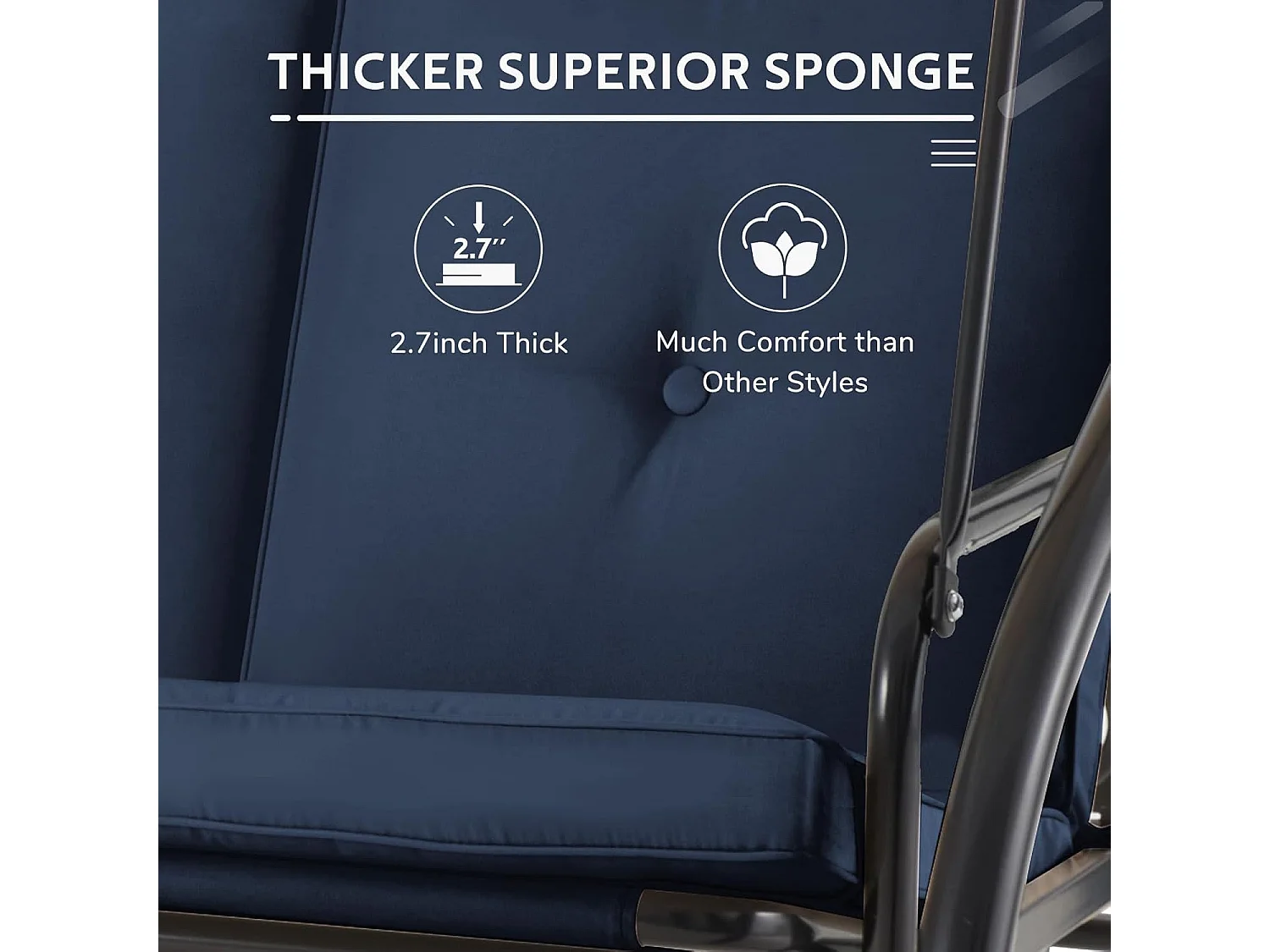 YODOLLA Balancelle de Jardin 3 Places avec Auvant Réglable et Coussins Amovible - 182x108x178 cm - Bleu