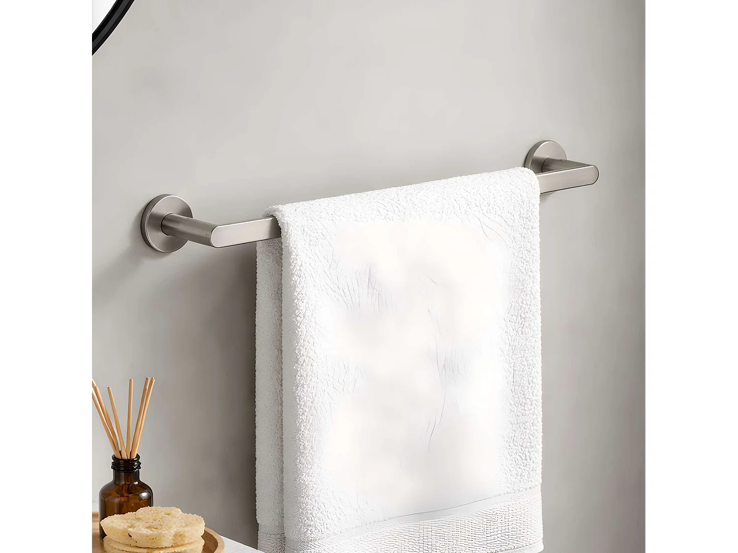 Patère murale salle de bain 25cm et porte serviette 50 cm - acier inoxydable S.316 - Fixation Collée ou Vissée