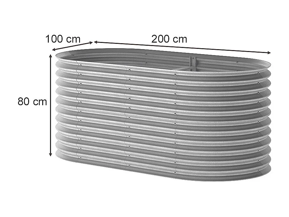 Lit surélevé argent 200x100x80