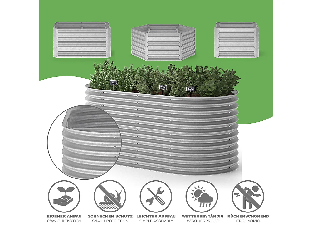 Lit surélevé argent 200x100x80